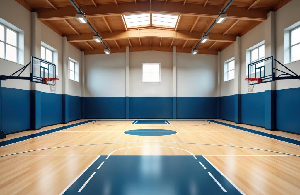 Sporthalle bauen mit Basketballfeld