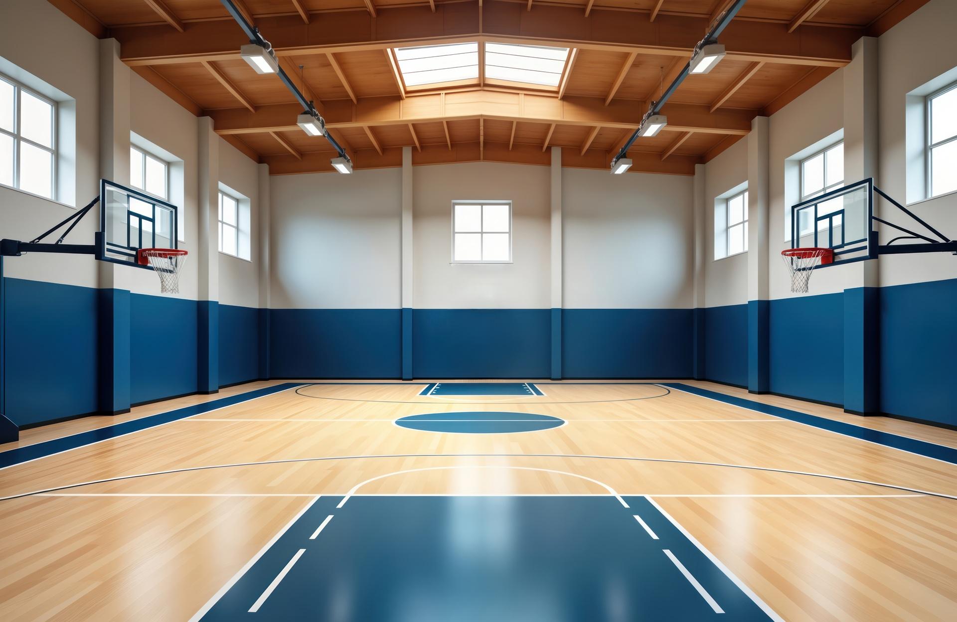 Sporthalle bauen mit Basketballfeld